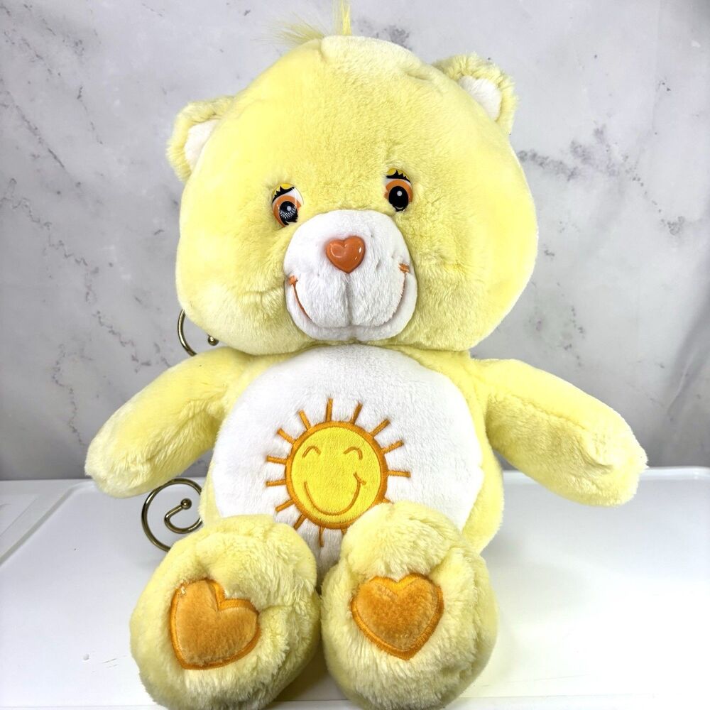 Vintage Care Bears Plush Huge 26" Sunshine Funshine 2002 Y2k Jumbo Bear Yellow